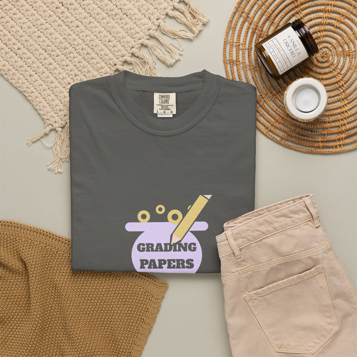 Teacher Halloween Shirt, Grading Papers and Brewing Potions Tee, Spooky Teacher T-Shirt, Gothic Floral Teacher Gift for Her