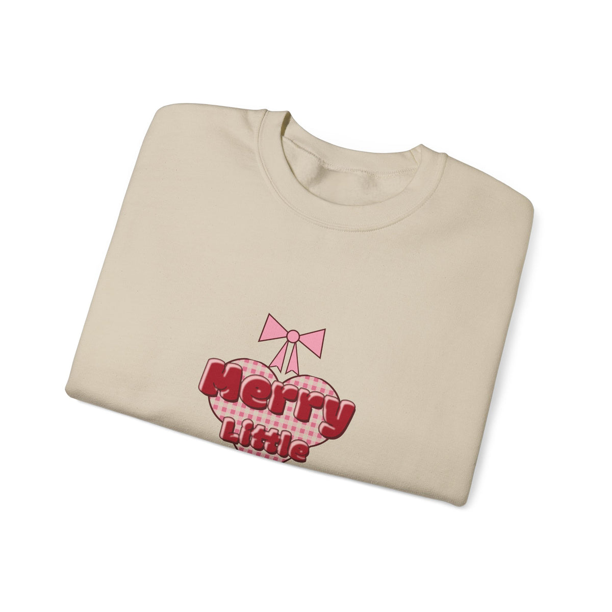 Merry Little Overachiever Puff Print Bow Gingham Christmas Sweatshirt