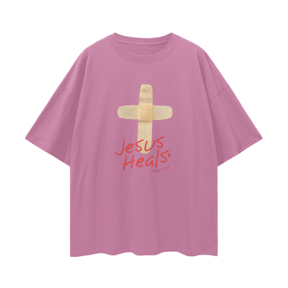 Religous Vintage/Y2K Jesus Heals Band Aid Oversized T Shirt