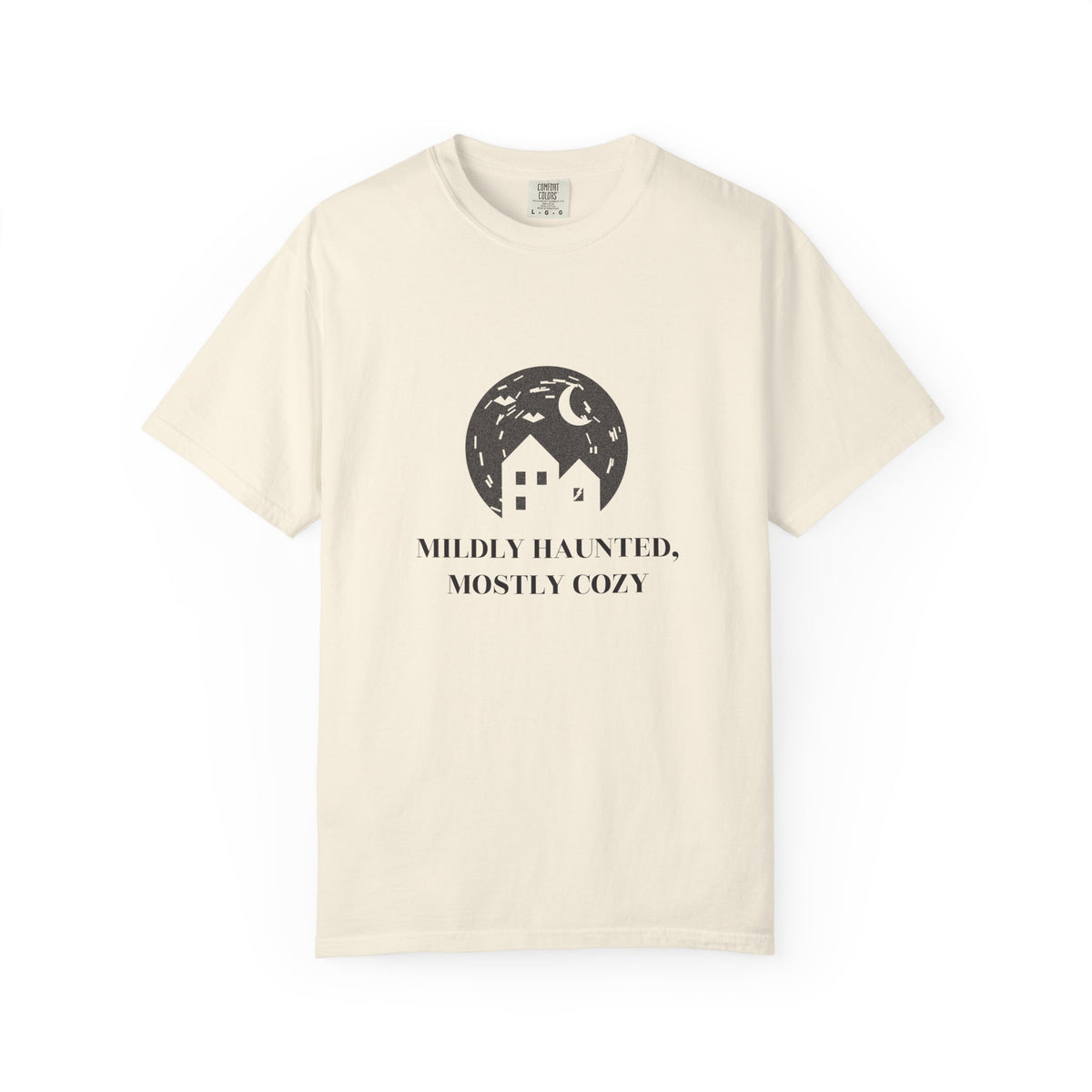 Mildly Haunted Mostly Cozy Linocut Halloween Tee