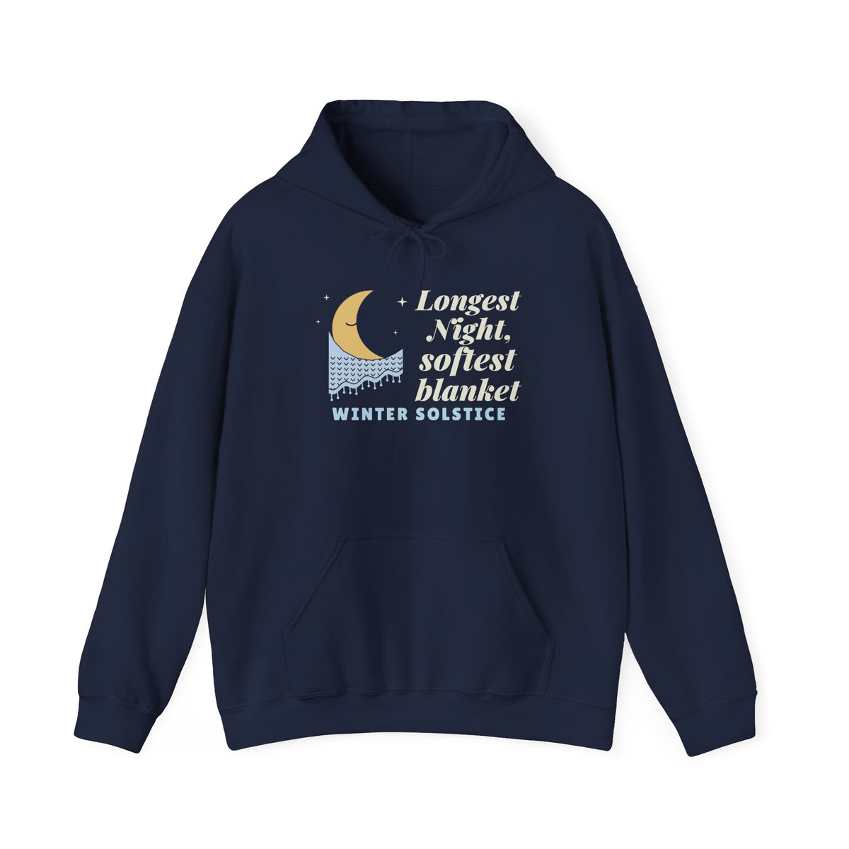 Longest Night Softest Blanket Hoodie, Winter Solstice Crescent Moon Sweatshirt