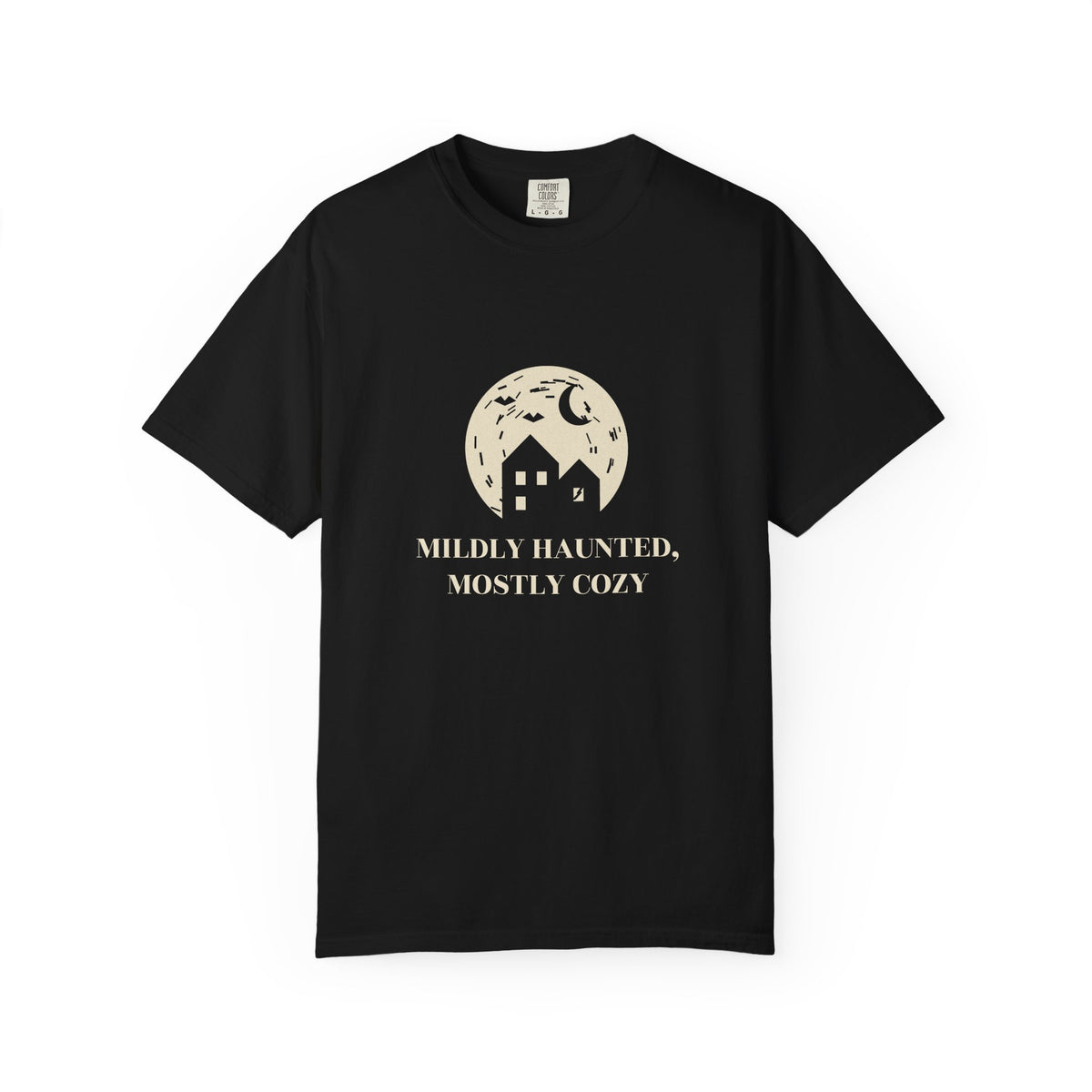 Mildly Haunted Mostly Cozy Linocut Halloween Tee