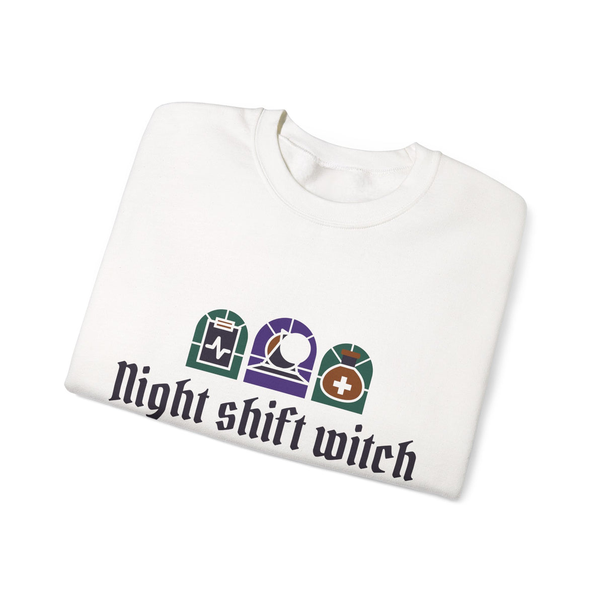 Nurse Halloween Sweatshirt, Night Shift Witch Fully Charted Crewneck, Spooky Nurse Gift, Night Shift Nurse Sweatshirt Women
