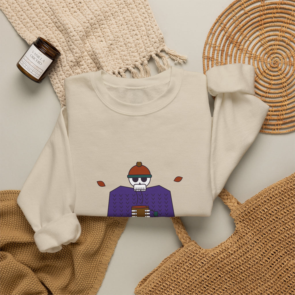 Cold Bones Warm Tea Sweatshirt, Cozy Skeleton Halloween Crewneck, Tea Lover Fall Sweatshirt, Cute Spooky Season Pullover for Her