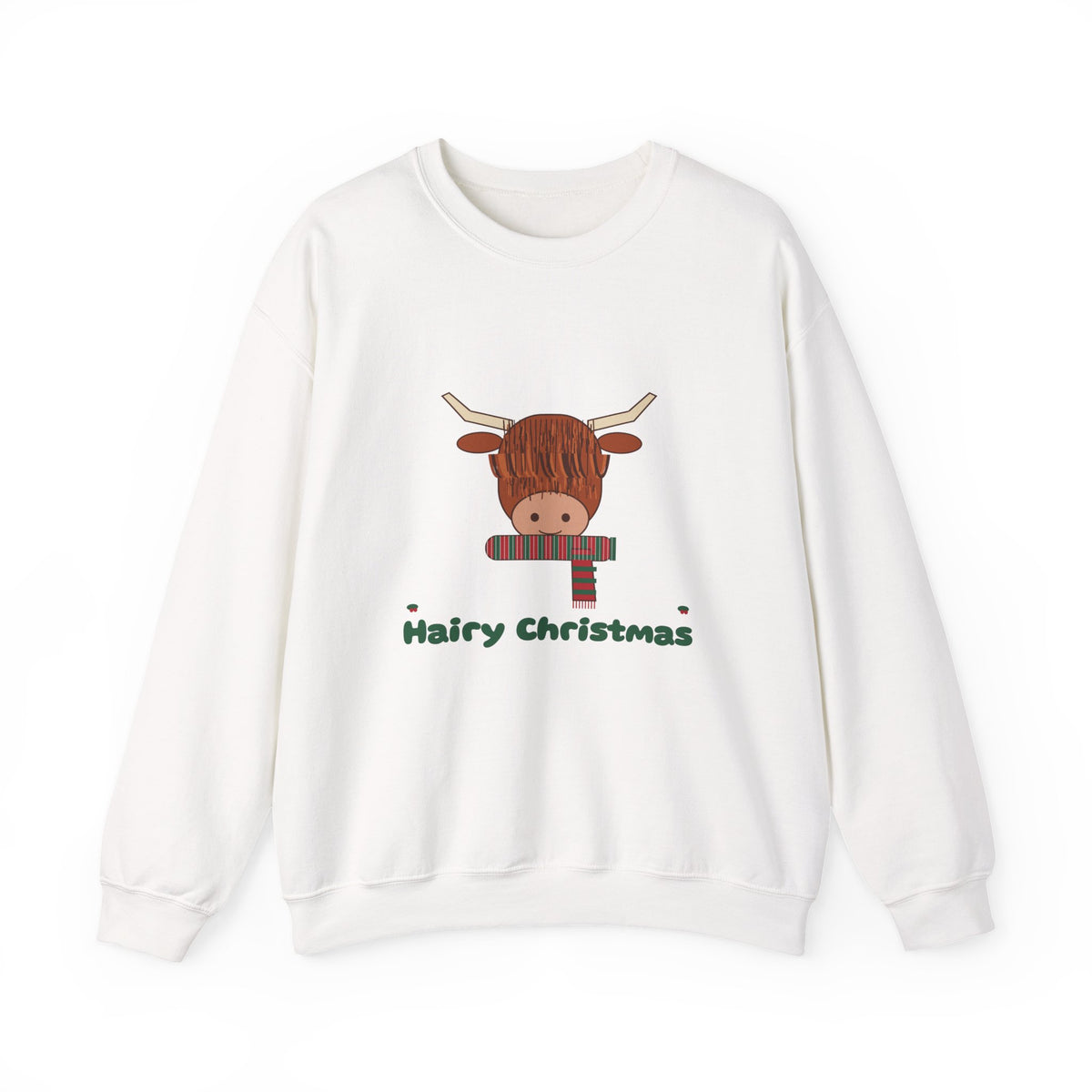 Hairy Christmas Highland Cow Scarf Sweatshirt