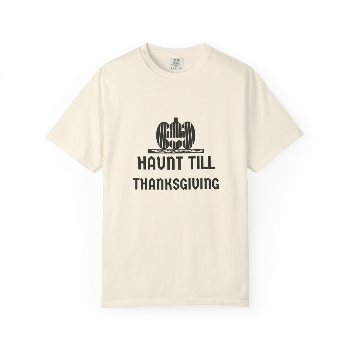 Haunt Till Thanksgiving Woodcut Pumpkin Halloween Tee
