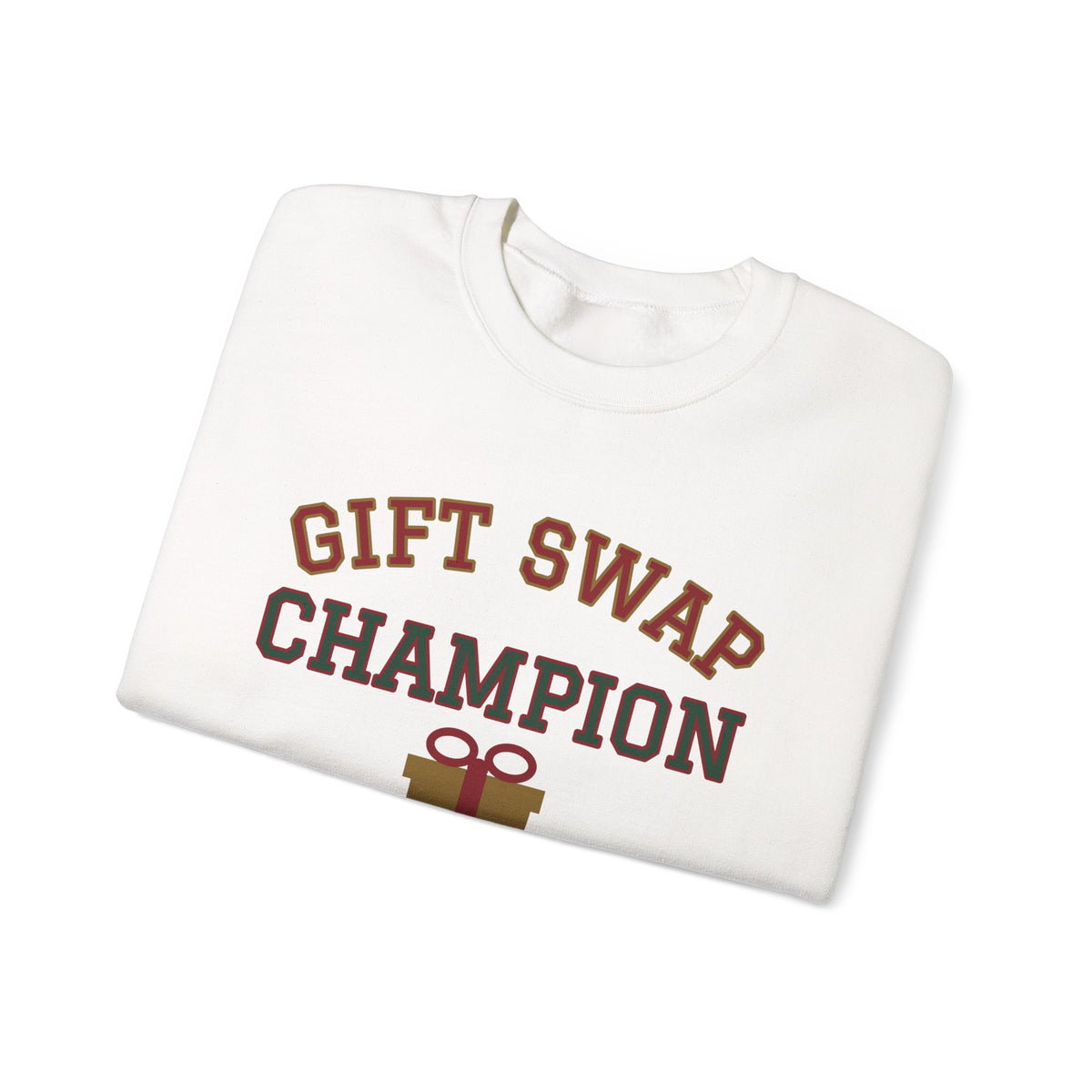 Christmas Sweatshirt for Women, Gift Swap Champion Varsity Crewneck, Gift Exchange Shirt, Holiday Party Sweatshirt