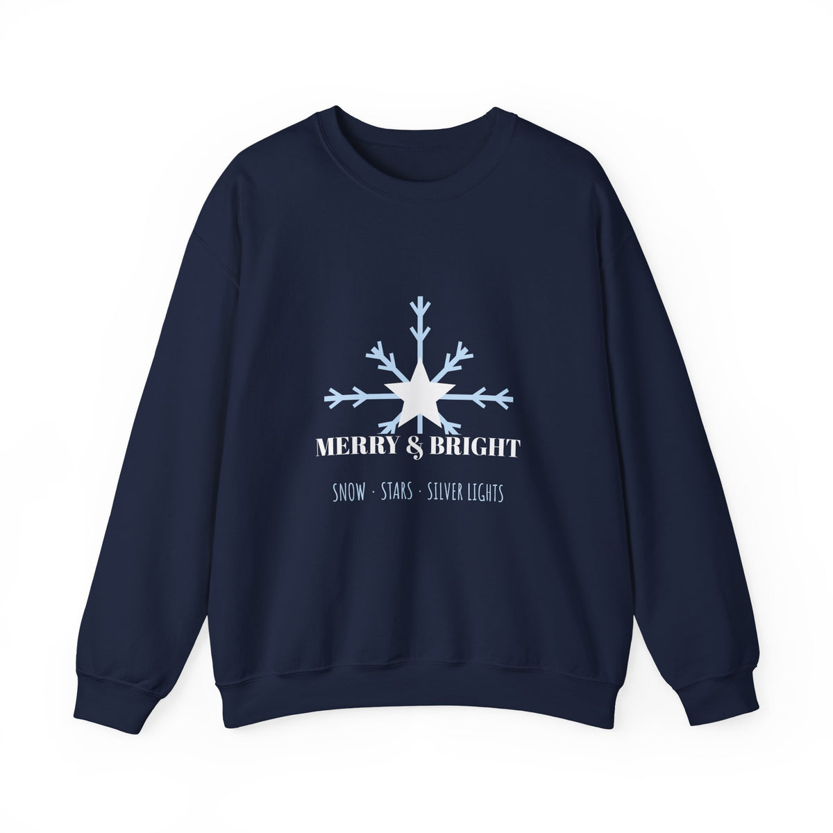 Merry and Bright Sweatshirt, Blue and Silver Christmas Crewneck for Women, Winter Holiday Sweatshirt, Gift for Her, Unisex S-3XL