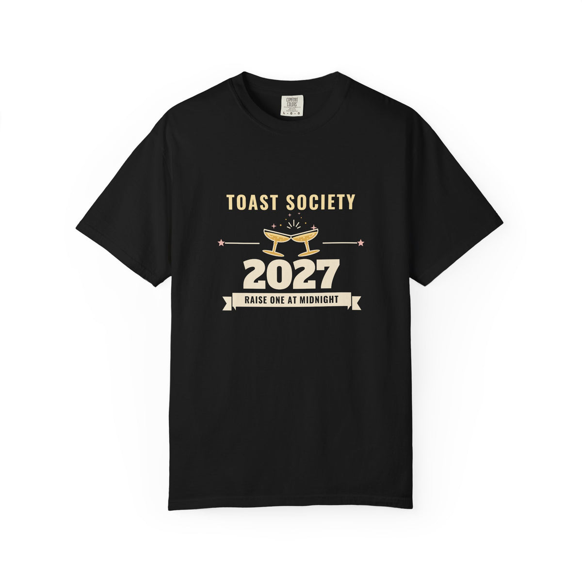New Years Eve Shirt, Toast Society 2027 Vintage Badge Tee, NYE Party Shirt for Women, Garment-Dyed Tee