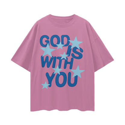Religious God Is With You Graphic Oversized T Shirt