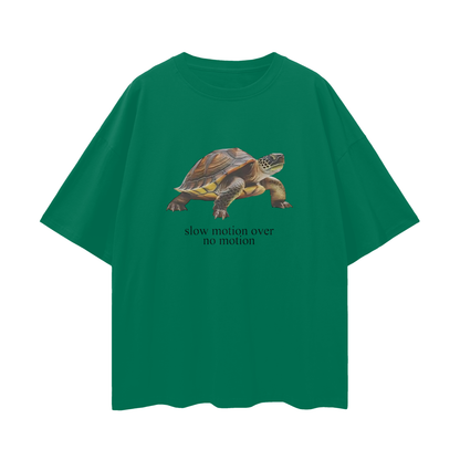 Funny Slow Motion Over No Motion Turtle Vintage Like Graphic Oversized T Shirt