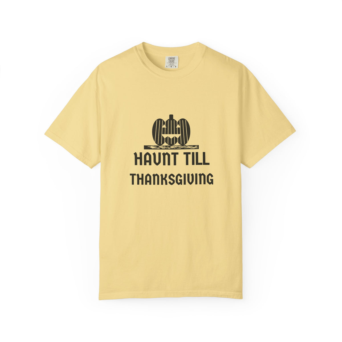 Haunt Till Thanksgiving Woodcut Pumpkin Halloween Tee