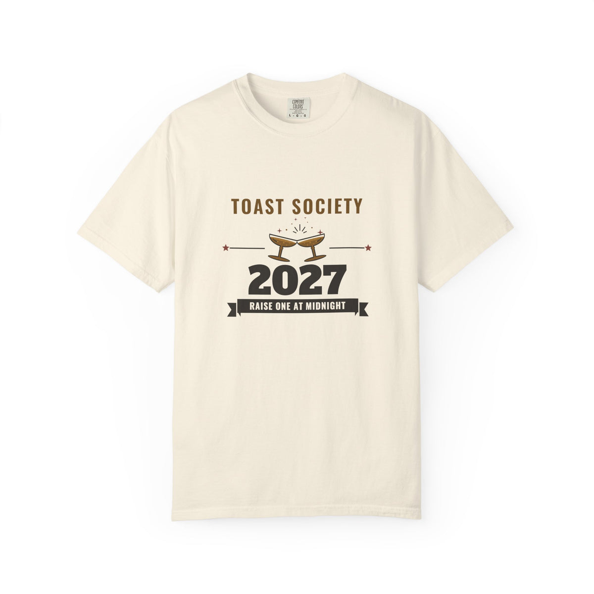 New Years Eve Shirt, Toast Society 2027 Vintage Badge Tee, NYE Party Shirt for Women, Garment-Dyed Tee