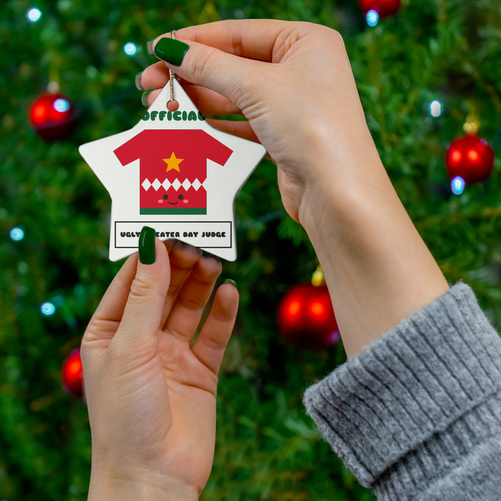 Official Ugly Sweater Day Judge Kawaii Christmas Ornament Gift for Her