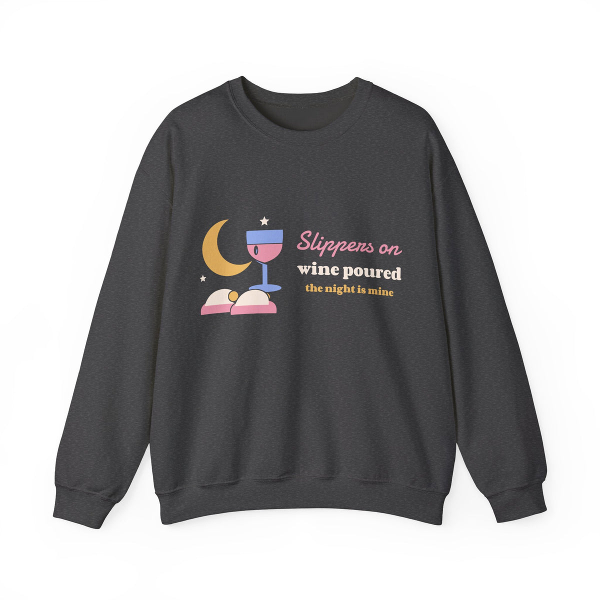 Funny Wine Sweatshirt for Women, Slippers On Wine Poured Crewneck, Wine Lover Gift, Night In Sweatshirt, Unisex S-3XL