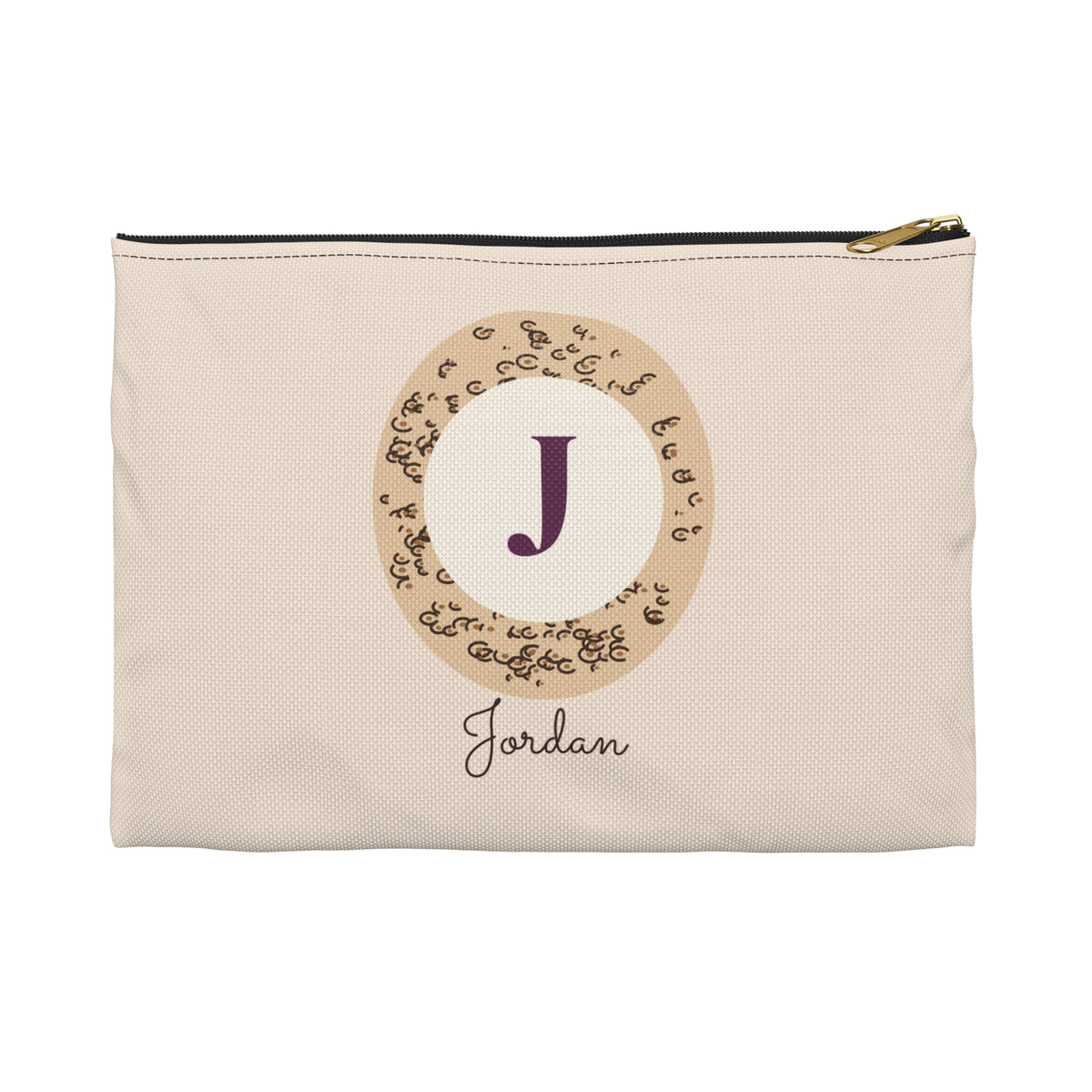 Personalized Makeup Bag, Leopard Monogram Initial Cosmetic Pouch with Name, Bridesmaid Gift, Custom Gift for Her, Zipper Pouch