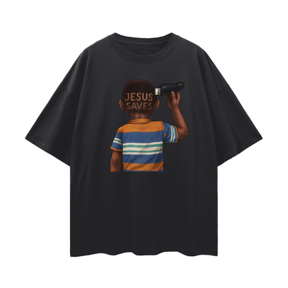 Vintage/Y2K Religious Jesus Saves Oversized T Shirt