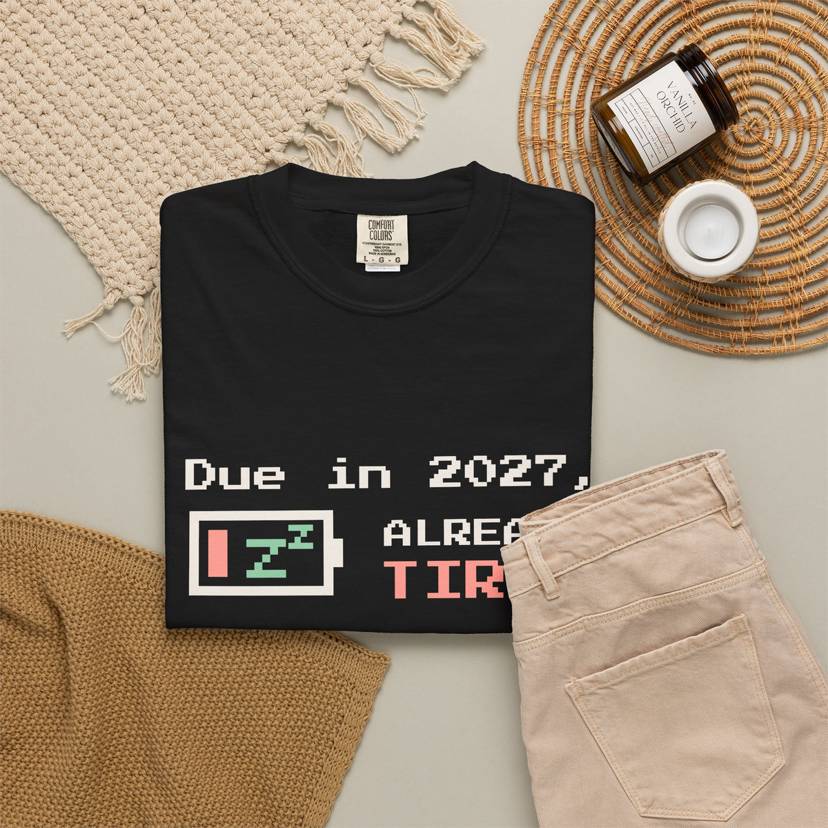 Due in 2027 Already Tired Tee, Pregnancy Announcement Shirt
