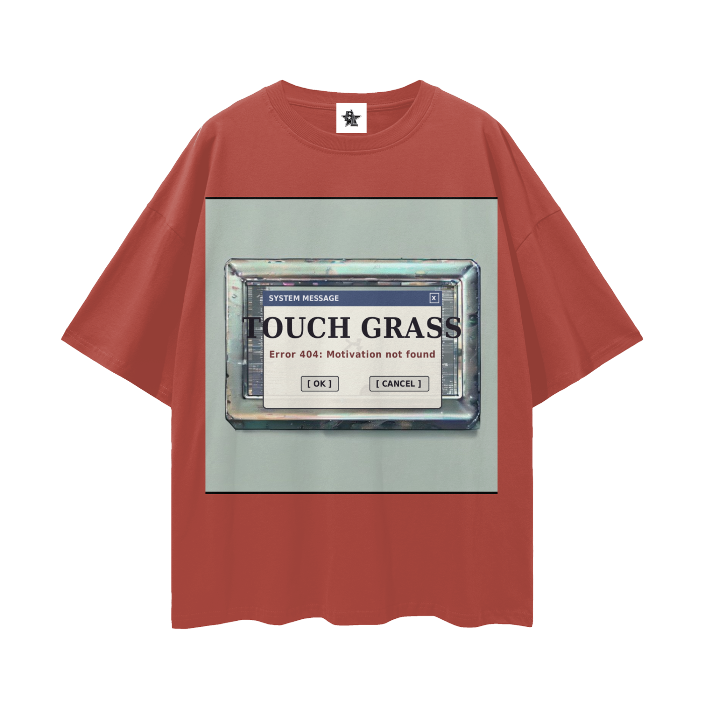 Touch Grass Error 404 Tee - Motivation Not Found | Y2K Early-Internet Oversized Graphic Tee