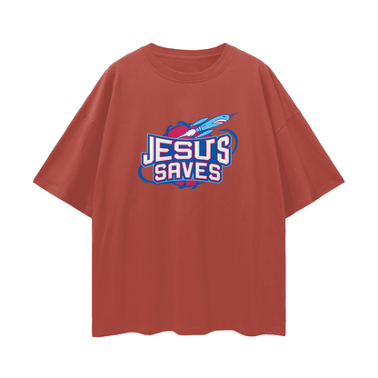 Religious Jesus Saves Vintage Houston Rockets Like Graphic Oversized T Shirt
