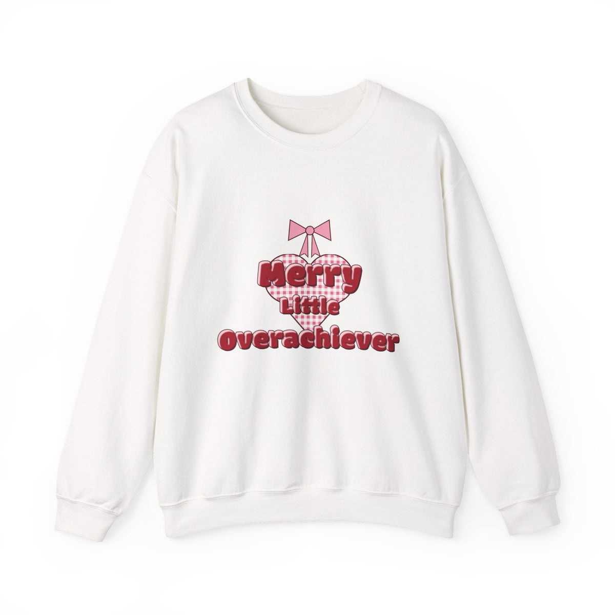 Merry Little Overachiever Puff Print Bow Gingham Christmas Sweatshirt