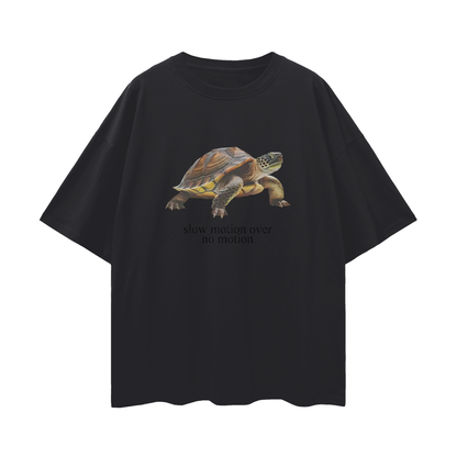 Funny Slow Motion Over No Motion Turtle Vintage Like Graphic Oversized T Shirt