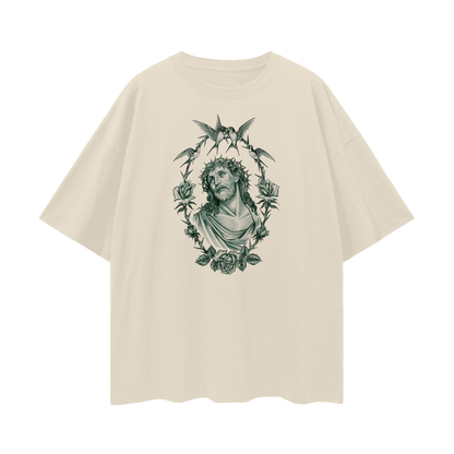 Vintage Like Jesus Roses Graphic Oversized T Shirt