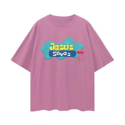 Religious Jesus Saves Spongebob Graphic Oversized T Shirt
