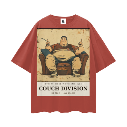 Sunday Kickoff Athletic Club Tee - Couch Division | Vintage Varsity Football Bootleg Oversized Tee