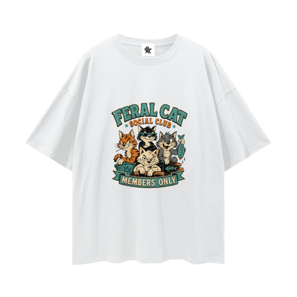 Feral Cat Social Club Tee - Members Only | Oversized Heavyweight Bootleg Graphic Tee