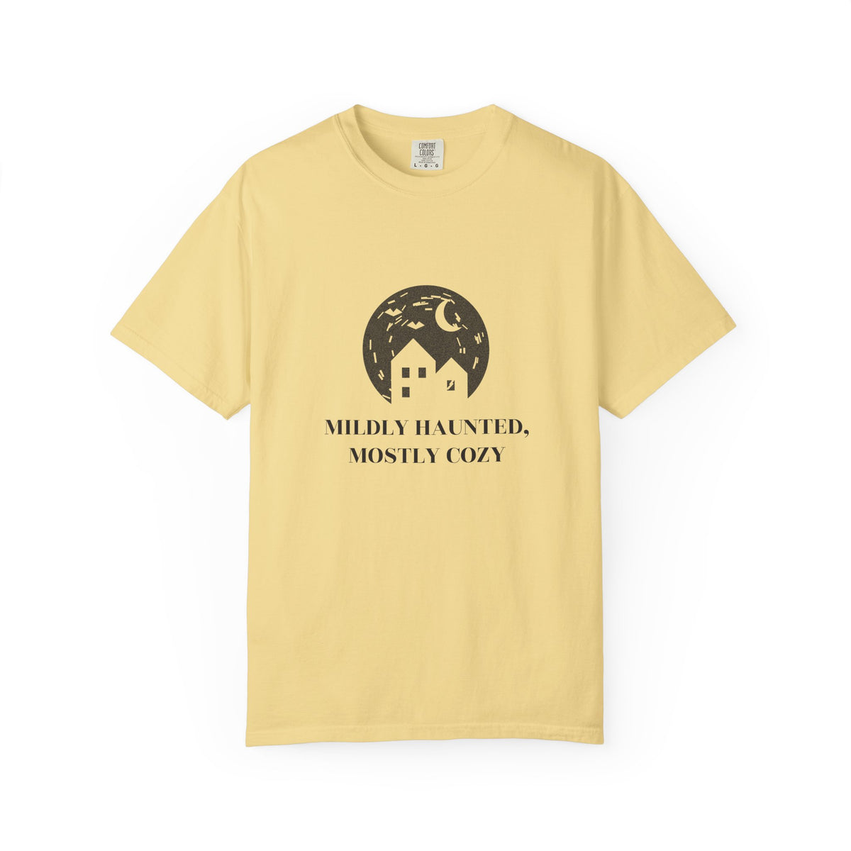 Mildly Haunted Mostly Cozy Linocut Halloween Tee