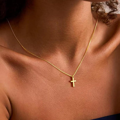 Cross Necklace for Women 14K Gold Plated Non Tarnish Jewelry Gifts | Cross Pendant Necklace Cute Simple Small Necklace Christian Baptism Religious Faith Jewelry Gifts