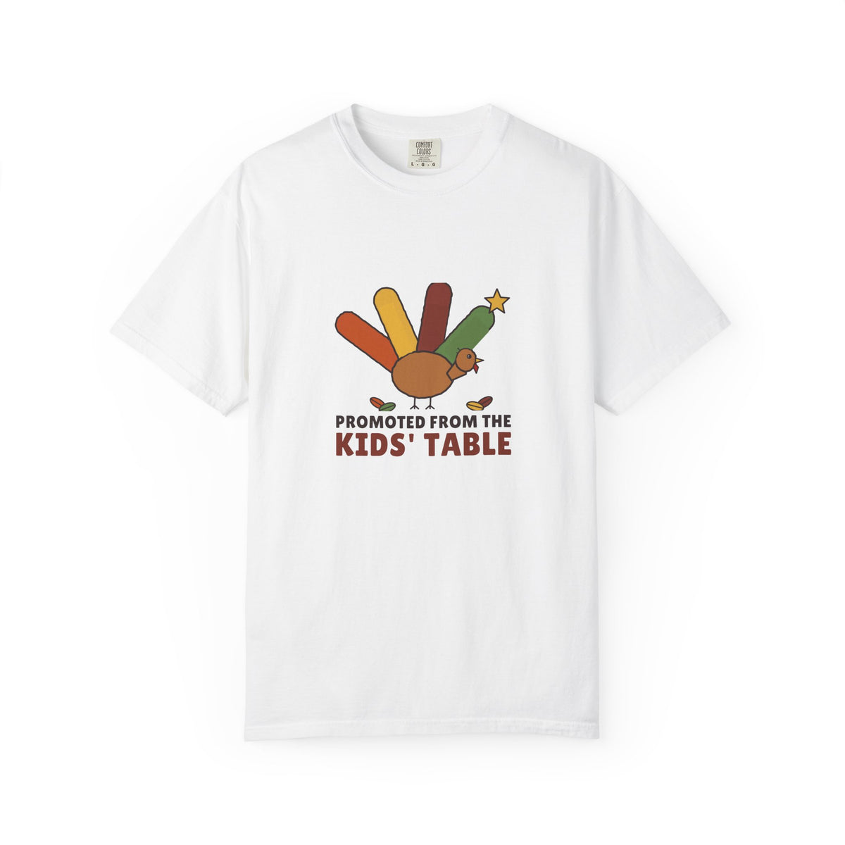 Promoted From the Kids Table Shirt, Funny Thanksgiving Hand Turkey Garment-Dyed Tee