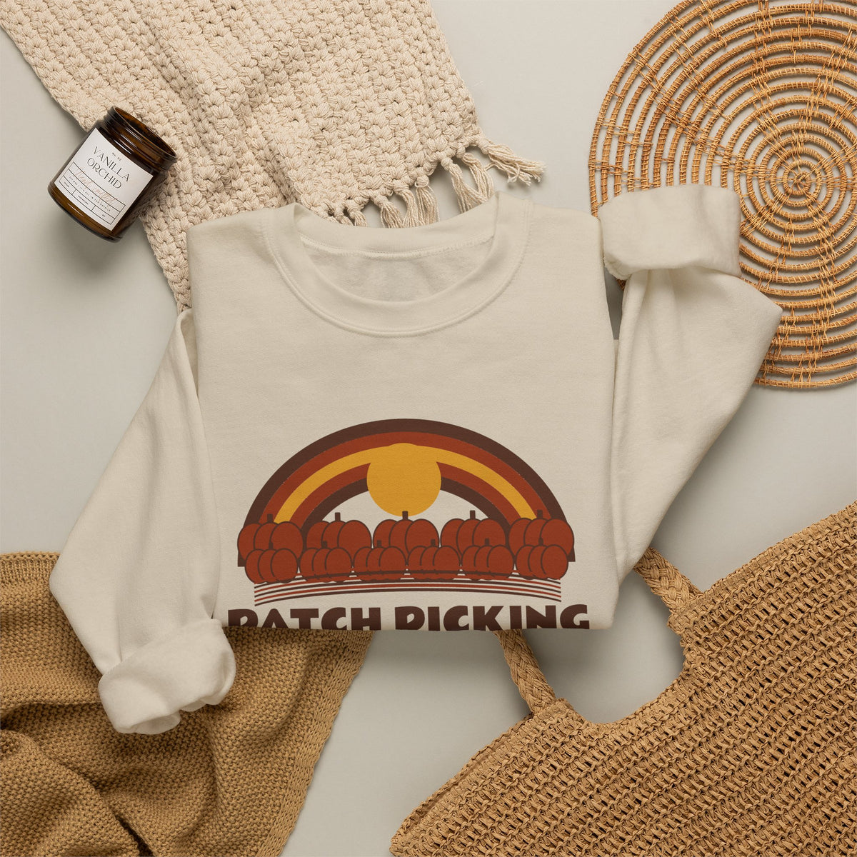 Patch Picking Season Retro 70s Pumpkin Patch Crewneck Gift for Her