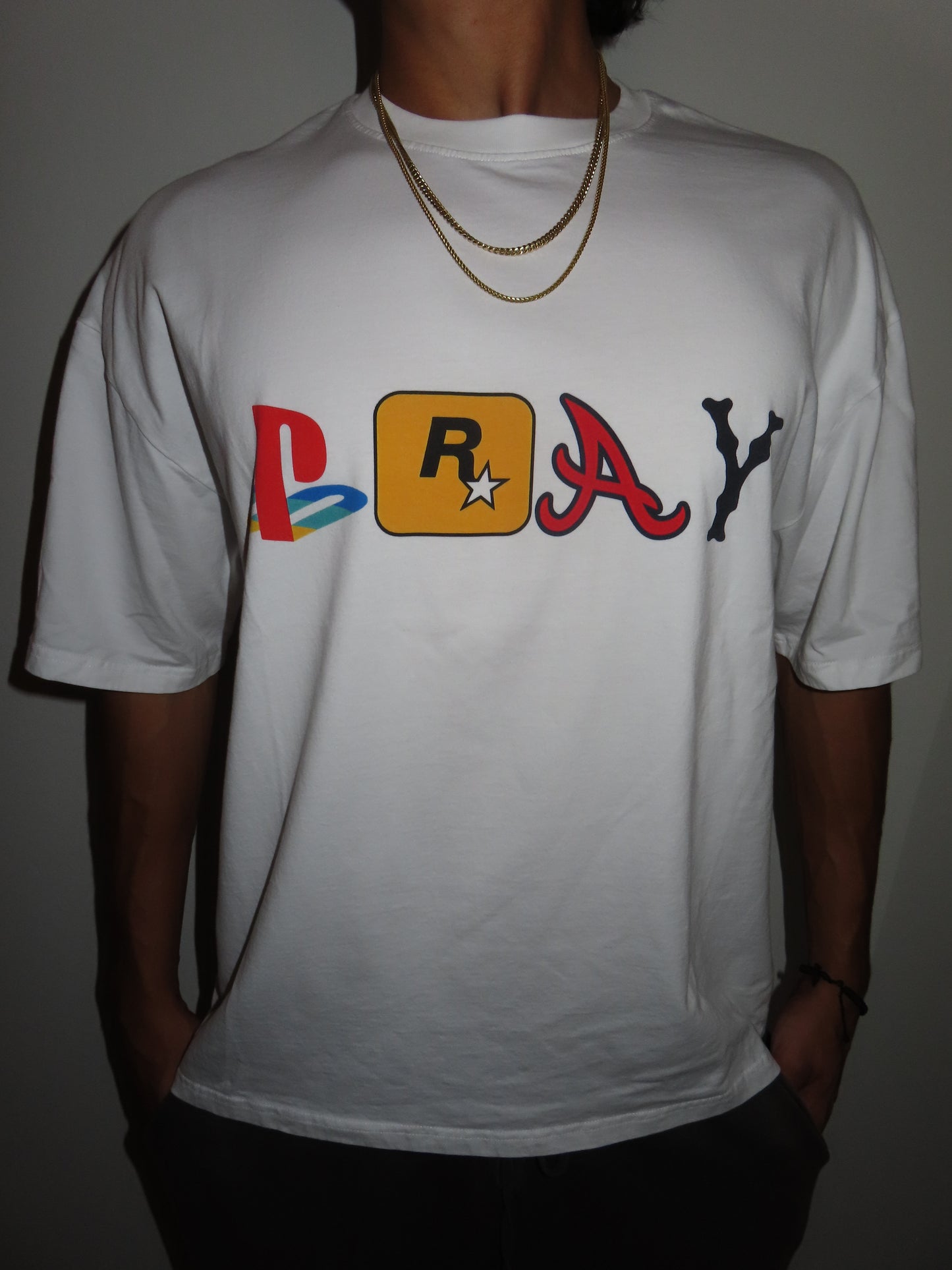 Religious Jesus Pray Logos Like Graphic Oversized T Shirt