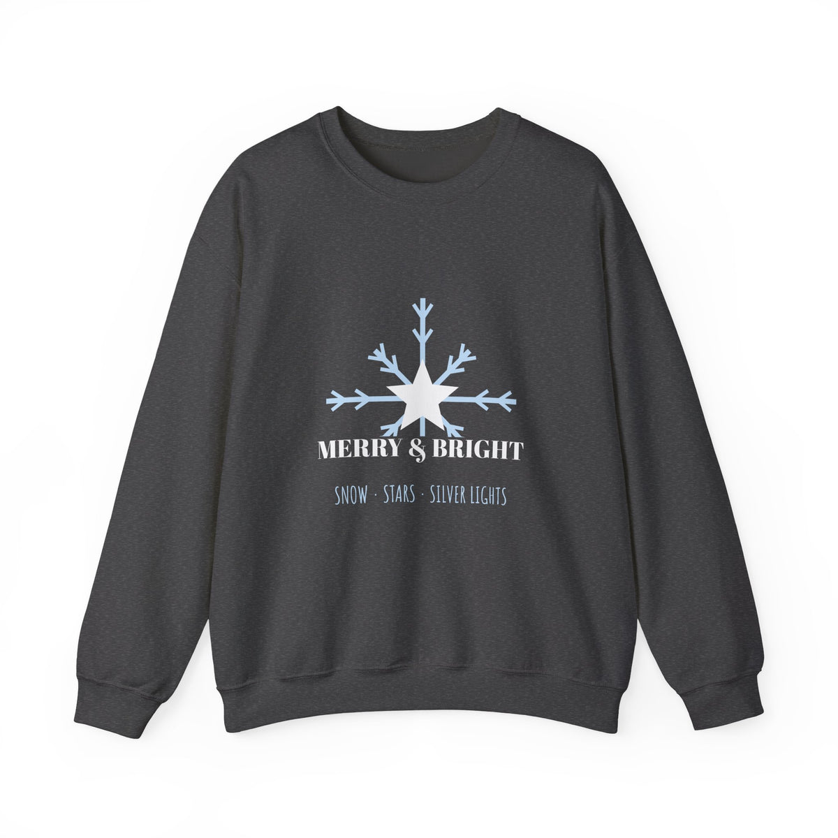 Merry and Bright Sweatshirt, Blue and Silver Christmas Crewneck for Women, Winter Holiday Sweatshirt, Gift for Her, Unisex S-3XL