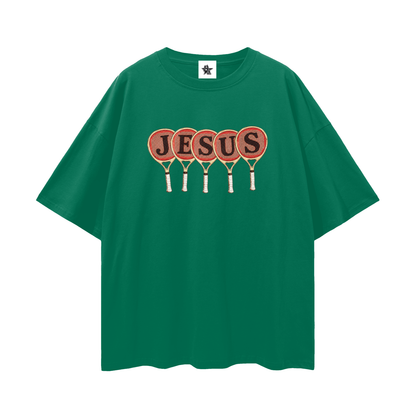 Vintage/Y2K Religious Jesus Tennis Racket Oversized T Shirt