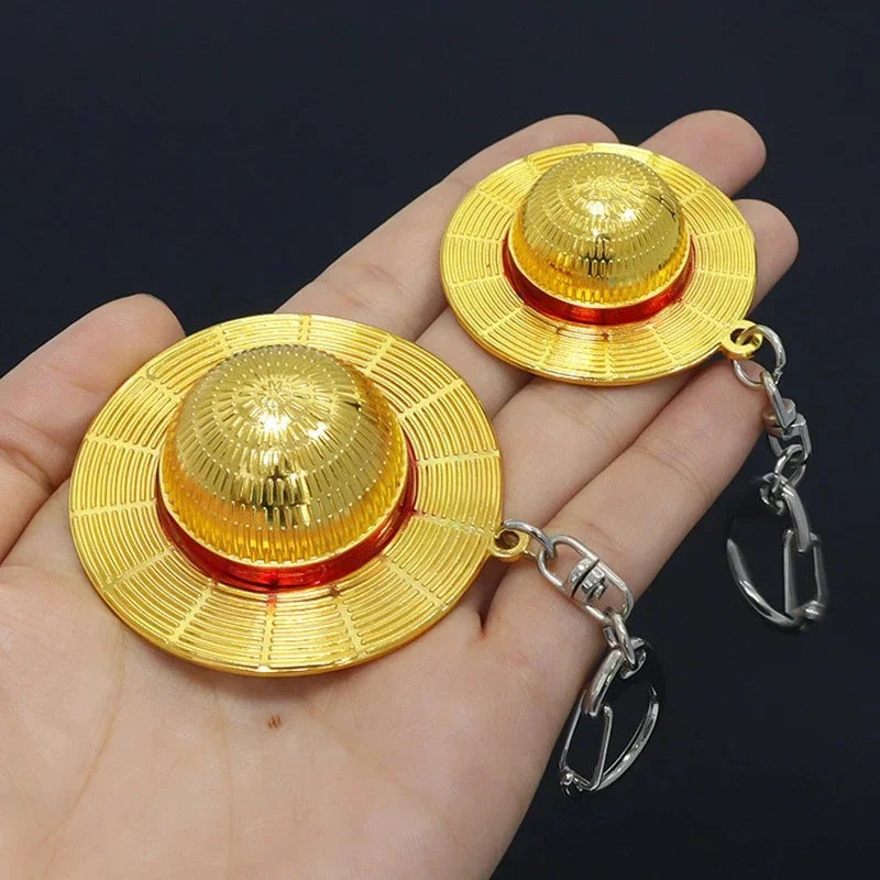 Hot  Classic Anime Cartoon Keychain Straw Hat Pendant Metal Key Chains for Fans Cosplay Keyrings Accessories