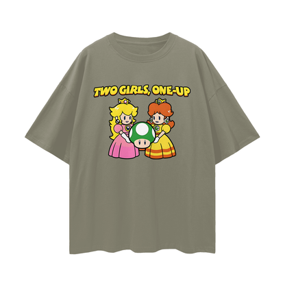 Funny Vintage/Y2K Two Girls One Up Oversized T Shirt