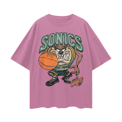 Seattle Sonics Taz The Tasmania Devil  90s Vintage Like Graphic Oversized T Shirt