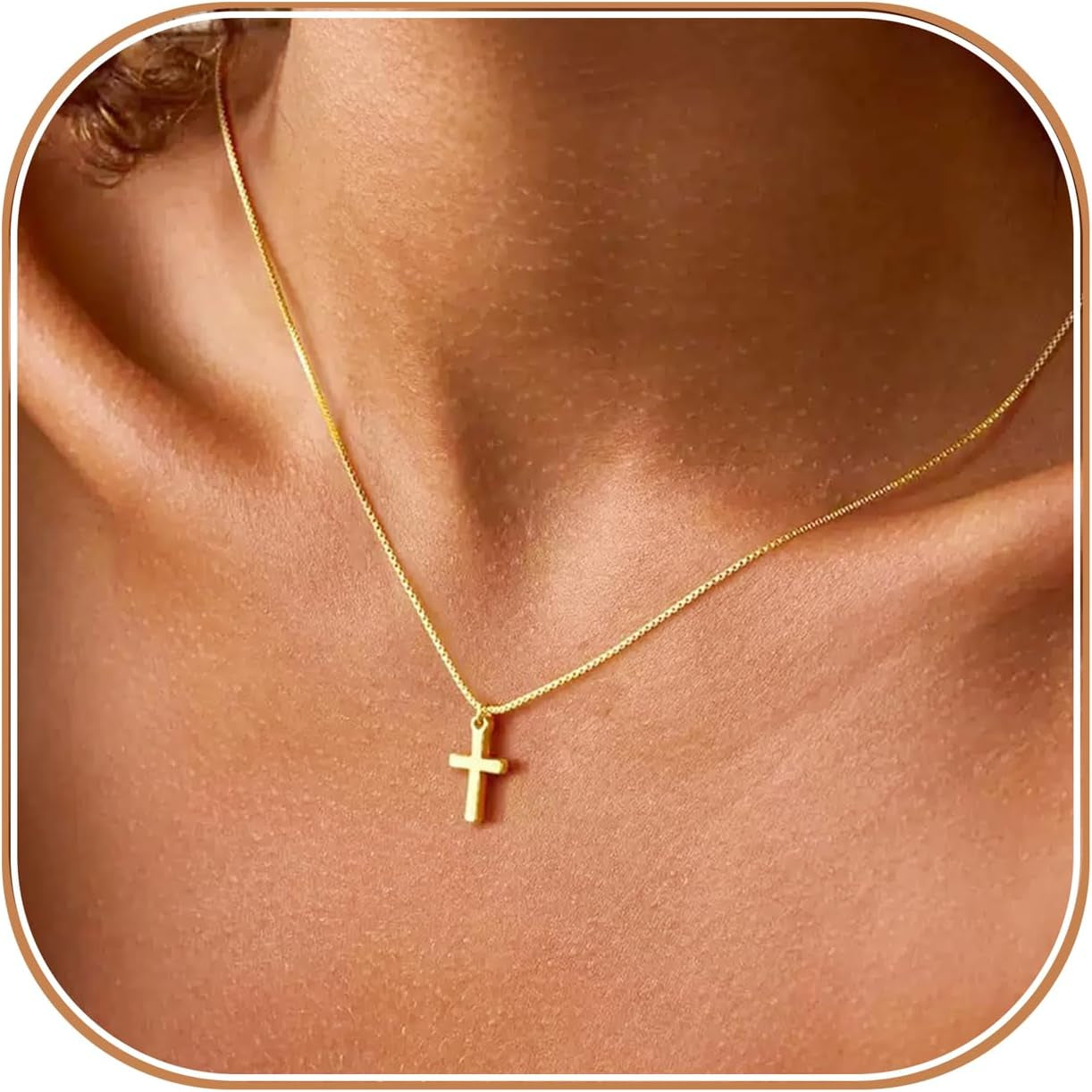 Cross Necklace for Women 14K Gold Plated Non Tarnish Jewelry Gifts | Cross Pendant Necklace Cute Simple Small Necklace Christian Baptism Religious Faith Jewelry Gifts