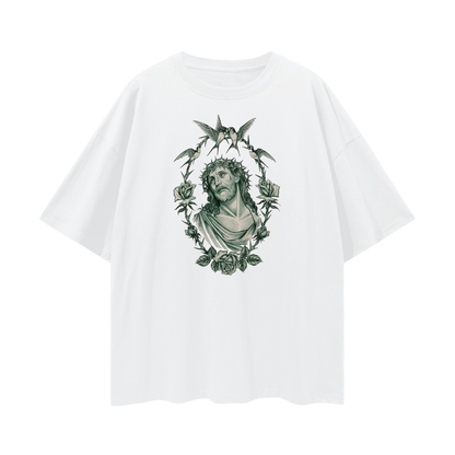 Vintage Like Jesus Roses Graphic Oversized T Shirt