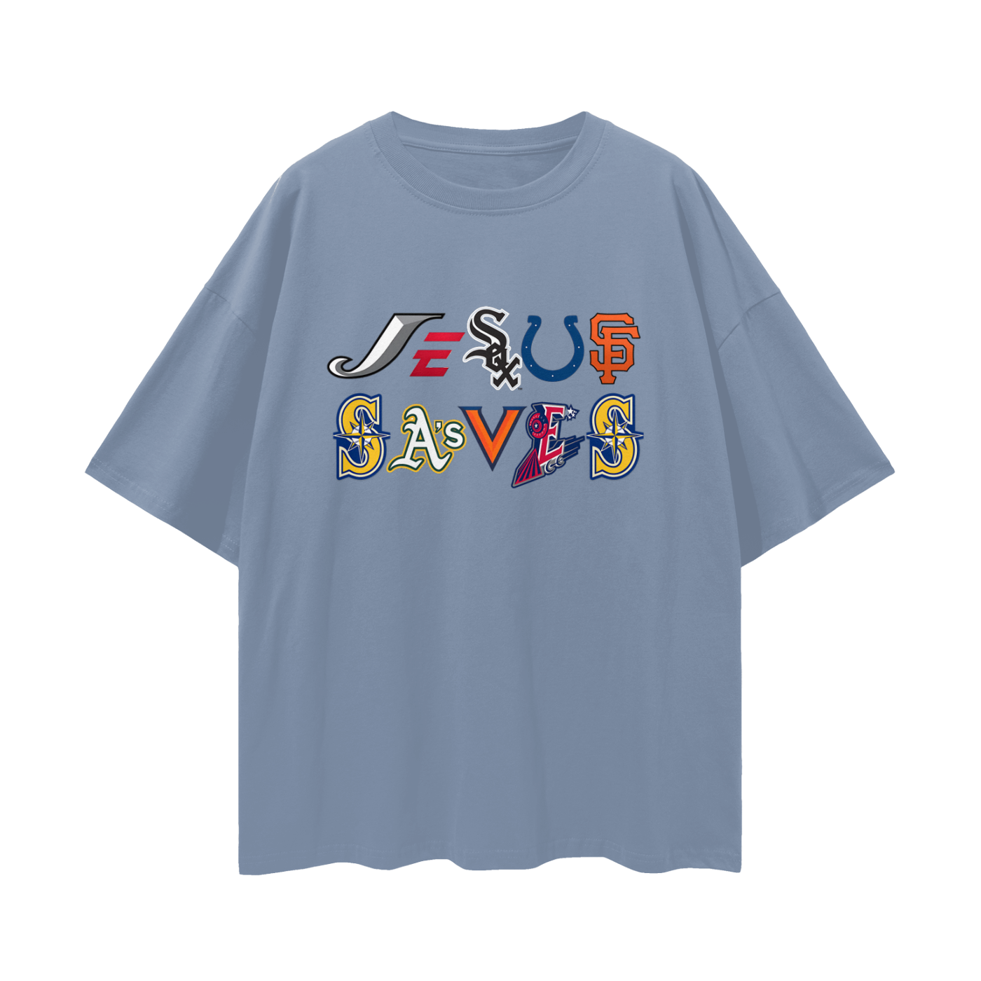 Religious Jesus Saves Sport Logos Like Graphic Oversized T Shirt