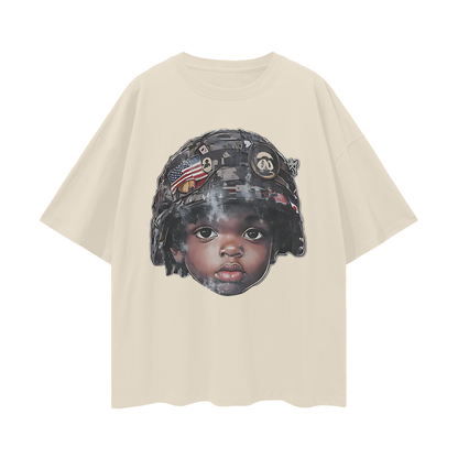 Vintage Like Baby War Helmet Oversized T Shirt