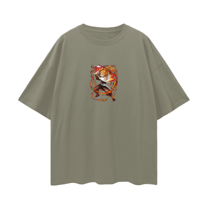 Vintage/Y2K Demon Flamehashira Slayer Anime Oversized T Shirt