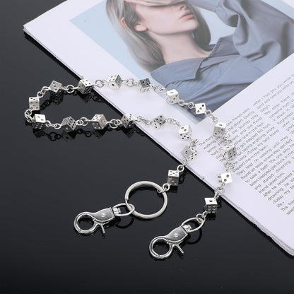 Wallet Dice Chain, Punk Hip Hop Unisex Wallet Chains for Men with Engraved Dice Charm for Pants Gothic Jeans Pocket Chain Streetwear Essential