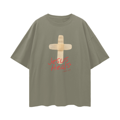 Religous Vintage/Y2K Jesus Heals Band Aid Oversized T Shirt