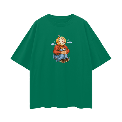 Sitting Clock Man Like 90s Y2K Vintage Like Graphic Oversized T Shirt