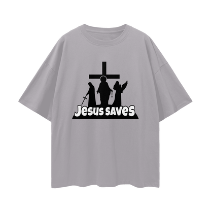Religious Jesus Saves Fortnite Like Graphic Oversized T Shirt