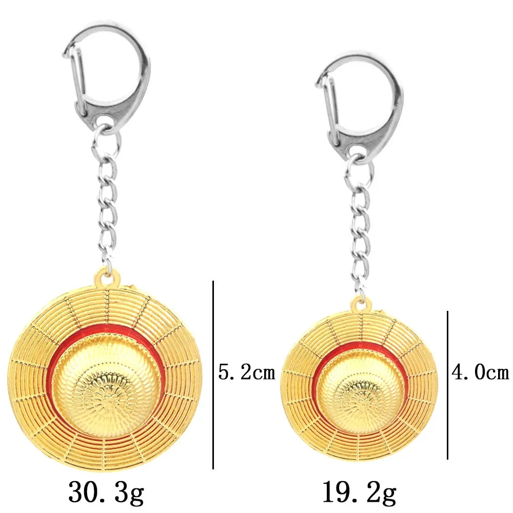 Hot  Classic Anime Cartoon Keychain Straw Hat Pendant Metal Key Chains for Fans Cosplay Keyrings Accessories